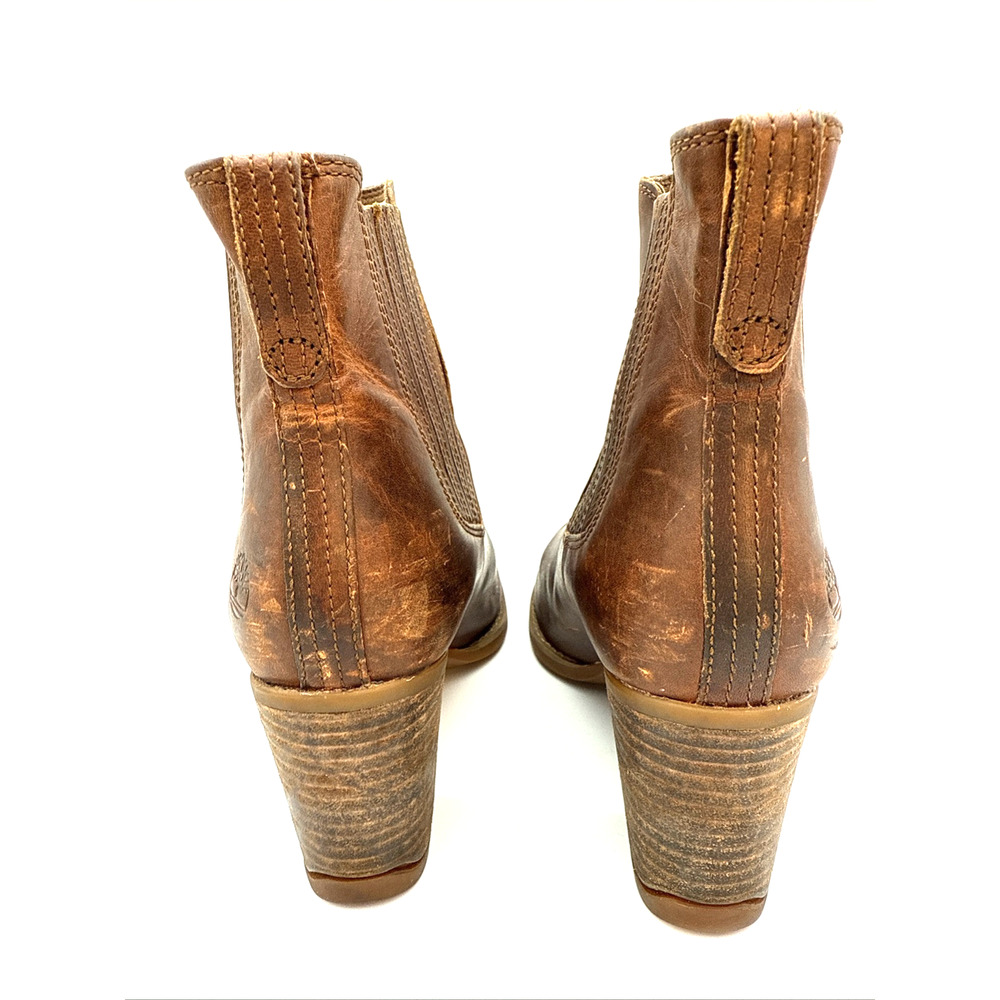 Timberland Womens Chelsea Boots Leather Brown Rustic, Western Cowgirl Sz 6.5 - Picture 3 of 7